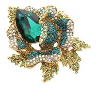 TOYANDONA Sparkly Brooch Pin for Women Featuring Green Alloy and Rhinestone Materials, Combining Decoration and Versatility an Elegant Floral Design, as Fashion Jewelry for Ladies