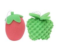 TOYANDONA Sponge 2pcs Red and Green Soft Cartoon Bath Scrubber Sponge for Skin and Back Exfoliation and Massage for Bathing Fun and Gentle Body Cleaning