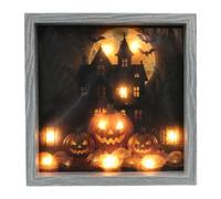 TOYANDONA Spooky Pumpkin Haunted House Picture Frame with LED Light