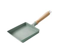 TOYANDONA Square Non-Stick Tamagoyaki Pan with Beech Wood Handle Flat Cooking Frying Pan for Eggs Pancakes Steaks Even Heating Energy-Saving Breakfast Skillet for Induction and Gas Stovetops