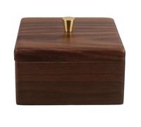 TOYANDONA Square Wood Jar Cotton Swab Organizer Vanity Storage Box Walnut Material Simple Structure Natural Wood Grain Efficient Makeup Storage Multipurpose Functionality for Vanity