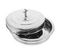 TOYANDONA Stackable Stainless Steel Communion Tray with Lid Covered Bread and Baptism Cake Plates for Church Serving Holy Wine Serving Plate with Compact Storage Design