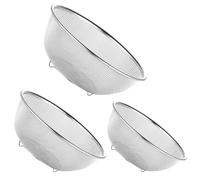 TOYANDONA Stainless Steel Fine Mesh Colander Set 3pcs Vegetable and Rice Washing Basket Draining Function for Kitchen Cooking and Fruit Straining