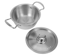 TOYANDONA Stainless Steel Noodle Pot with Lid Double Handles Korean Style Thickened Soup Stockpot for Stove Cooking Even Heat Distribution Kitchen Cookware Silver