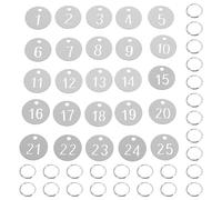 TOYANDONA Stainless Steel Number Tags with Rings, Round 30mm Diameter 25pcs Rust Resistant and Secure Hold Key Tags for Office and School Numbered Labels for Clothes, Lockers, and Luggage