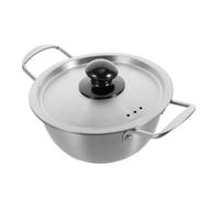TOYANDONA Stainless Steel Ramen Noodle Pot with Lid Double-Handle Small Soup Pot for Korean Instant Noodles Milk Stewing Cooking Wear-Resistant Kitchen Cookware