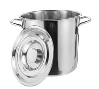 TOYANDONA Stainless Steel Soup Pot with Lid and Dual Handles Metal Stockpot for Kitchen Cooking Seafood Stew Bucket Wear-Resistant Metal Container for Soup and Crawfish