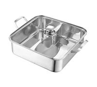 TOYANDONA Stainless Steel Two-Flavor Hot Pot with Lid Thickened Divided Dual-Side Shabu Pot for Induction and Gas Stoves Non-Slip Handle Easy to Clean Multi-Function Cookware for Family