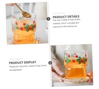 TOYANDONA Strawberry Glass Cup Smooth Rim Beverage Glass for Milk Juice Coffee Tea Home Use Delicate Patterned Cute Tumbler Cup for Everyday Drinks