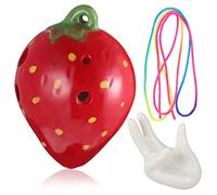 TOYANDONA Strawberry Ocarina Six-hole Musical Instrument for Boy Girl Bright Color Design with Lanyard and Music Score for Beginners and Young Players