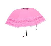 TOYANDONA Sun Umbrella with Lace Edge for Women Vintage Floral Parasol Portable and Windproof UV Protection Compact Travel Umbrella for Beach Bridal Shower and Outdoor Use