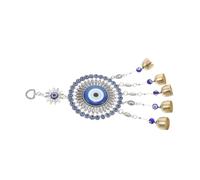TOYANDONA Sunflower Blue Evil Eye Hanging Decoration with Bell Handmade Wind Chime Ornament for Garden Patio Balcony Car Rearview Mirror Indoor Outdoor Versatile Charm