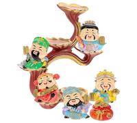 TOYANDONA Table Centerpiece Feng Shui Cai Shen Statue with Five Blessings Symbol Prosperity Wealth Figurine Chinese Year Decor for Home Office Desktop Swing Ornament