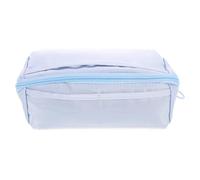 TOYANDONA Ten Layer Pencil Bag for Students with Strong Zipper Blue | Pvc Polyester Stainless Steel Details, Stationery Organizing Storage, Prism Style, Large Opening Design