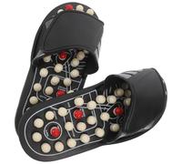 TOYANDONA Therapeutic Plantar Foot Massage Dot Sandal Flops Acupressure Slippers for Men Women Adjustable Strap and Tai Chi Gossip Black English Size