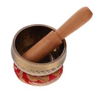 TOYANDONA Tibetan Copper Singing Bowl Set Relaxed and Calm Sound Small Size with Wooden Mallet and Cloth Pad for Meditation and Worship for Table Use in Buddhist Practice