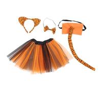TOYANDONA Tiger Cosplay Comfortable Tiger Ear Headband Bow Tie Tail Tulle Skirt Soft Festival Costume Accessories for Halloween Party Dress-up