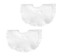 TOYANDONA Toddler Bibs 2pcs Baby Drool Bibs Lace Fake Collar Drooling Teething Bandana Cotton Bandana for Princess Infants Toddlers Kids Feeding Weaning White Baby