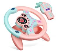 TOYANDONA Toy Steering Wheel Car Backseat Pretend Simulated Driving Steering Wheel Toy with Light and Music, Early Educational for Kids
