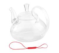 TOYANDONA Transparent Glass Teapot with Raised Handle for Scented Tea Heat-Resistant Embellished Tea Ware Clear Pot for Table and