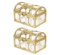 TOYANDONA Transparent Pirate Treasure Box 2-Pack Clear Jewelry Storage Organizer Trinket Keepsake Chest for Home Decor and Gift