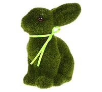 TOYANDONA Turf Grass Rabbit Easter Furry Flocked Bunny Rabbit Miniatures Standing Moss Covered Spring Artificial Turf Grass Figure Fairy Garden Miniature for Garden Yard Green