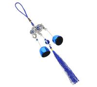 TOYANDONA Turkish Blue Evil Eye Wind Chime Hanging Ornament with Elephant Charm and Tassel Soothing Melodic Car Charm for Rearview Mirror Versatile Decorative Bell for Window Door Home