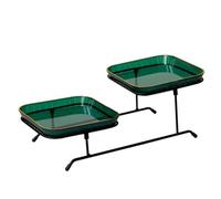 TOYANDONA Two Tier Cake Tray with Iron Rack for Bread and Pastries | Modern Luxury Style, Green and Iron Build, Elevated Display for Kitchen Buffets