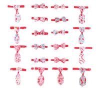 TOYANDONA Valentine'S Day Pet Bow Ties 20pcs Set with Heart-Shaped Pattern Neckties for Cats and Dogs Festival Pet Accessories for Party and Couples Lovely Mixed Style Ornaments