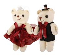 TOYANDONA Valentines Party Plush Bear Ornament 1 Pair Burgundy Red Large Two-Tone Decorative Bears for Bouquet and Wedding Car Decoration