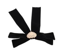 TOYANDONA Velvet Big Bowknot Brooch for Women Classic Lolita Bow Tie Lapel Pin Multifunctional Collar Decoration Soft Zinc Alloy Ribbon Accessory Elegant Black Fashion Brooch