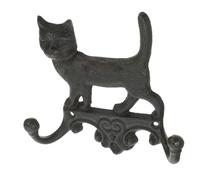 TOYANDONA Vintage American Country Style Animal Shape Double Wall Hooks Heavy Duty Cast Iron Decorative Coat and Bag Hangers Space-Saving Rustic Wall-Mounted Cat Hooks for Bedroom Hallway