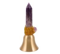 TOYANDONA Vintage Amethyst Crystal Hand Bell with Tower Design Metal Dinner Bell with Handle for Holiday Decoration for Meditation and Festive Use