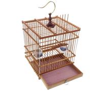 TOYANDONA Vintage Bamboo Bird Cage with Removable Tray Enhanced Durability Rectangular Metal Frame Elegant Design for Indoor Balcony Small Parrots Lovebirds