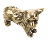 TOYANDONA Vintage Brass Corgi Statue Desktop Decor Unique Miniature Dog Figurine Solid Brass Animal Sculpture for Home Office Collection