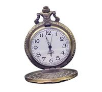 TOYANDONA Vintage Bronze Quartz Pocket Watch Necklace, Large Retro Flip Cover Chain Watch for Men and Students, Classic Antique Style Timepiece for Daily Wear and