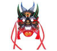 TOYANDONA Vintage Chinese Full Face Craft Mask Hand Painted Traditional Ethnic Dance Mask for Halloween Masquerade Cosplay Role Play Props Lightweight Comfortable Design