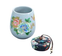 TOYANDONA Vintage Crackle Ceramic Storage Jar with Sealed Lid Portable Airtight Tea Canister for Coffee Beans Ingredients Food Storage Elegant Blue Desktop Decoration