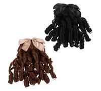 TOYANDONA Vintage Curly Ponytail Wig for Women, Synthetic Retro Style Hairpiece with Insert Comb, Elegant Faux Hair Extensions for Weddings, Cosplay, and Party Events in Natural Black and