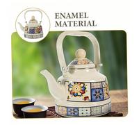 TOYANDONA Vintage Enamel Tea Kettle Stovetop Teakettle Resistant Coating Portable Retro Chinese Style Teapot for Fast Heating and Easy Pouring Gift for Friends and Family