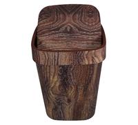 TOYANDONA Vintage Faux Wood Grain Swing Lid Trash Can Small Decorative Farmhouse Garbage Bin for Kitchen Bathroom Living Plastic Waste Container in Brown