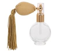 TOYANDONA Vintage Glass Perfume Bottle - 30ml Small Clear Perfume Bottle with Gold Tassel Atomizer Pump, Elegant Refillable Container for Fragrance, Travel Makeup Tool