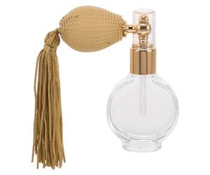 TOYANDONA Vintage Glass Perfume Bottle - 30ml Small Clear Perfume Bottle with Gold Tassel Atomizer Pump, Elegant Refillable Container for Fragrance, Travel Makeup Tool