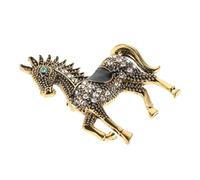 TOYANDONA Vintage Horse Brooch Pin White Crystal Rhinestones - Retro Zodiac Animal Lapel Pin for Women and Men, Halloween and Christmas Costume Jewelry, Antique Holiday Badge
