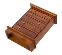 TOYANDONA Vintage Miniature Dollhouse Nightstand Cabinet with Removable Drawer Solid Wood Bedside Table for Creative Play and Decorative Scenes Brown Finish Space Efficient Design