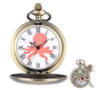 TOYANDONA Vintage Octopus Pocket Watch Retro Metal Mechanical Delicate Pocket Watch for Men Party Favor with Hanging Chain Suitable for Steampunk and Antique Style