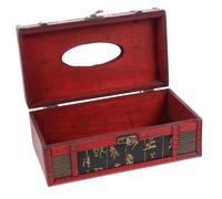 TOYANDONA Vintage Plywood Napkin Box Tissue Holder Decorative Retro Style Cover for Living Office Desktop Smooth Surface Classic Chinese Style Tissue Box Organizer