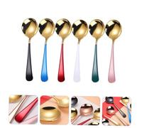 TOYANDONA Vintage Rustproof Round Soup Spoons Thickened Stainless Steel Kitchen Utensils for Household Dining Multipurpose Food Scoops for Bibimbap Dessert Ice Cream Bar and Restaurant Use