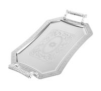 TOYANDONA Vintage Silver Decorative Serving Tray with Handles Elegant Platter for Wedding Dining Dessert Display Cupcakes and Fruit Presentation