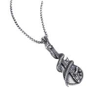 TOYANDONA Vintage Stainless Steel Male Necklace with Guitar and Snake Pendant Cool Lightweight Chain Jewelry for Men S Party and Vacation Wear Skin-friendly Gift for Music Lovers